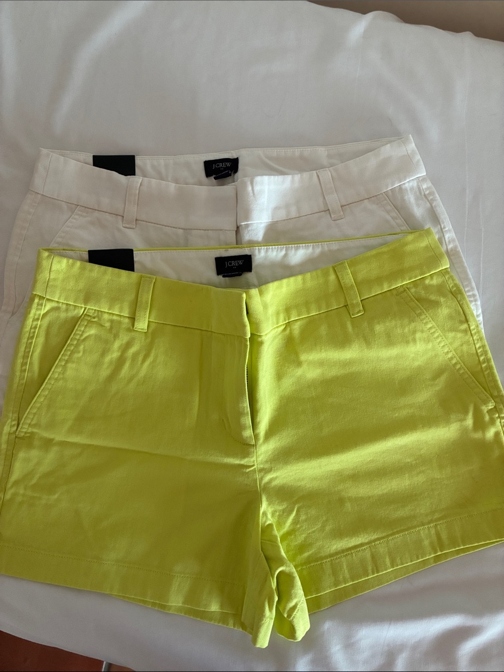 J. Crew Lime Yellow and White Chino Shorts Duo